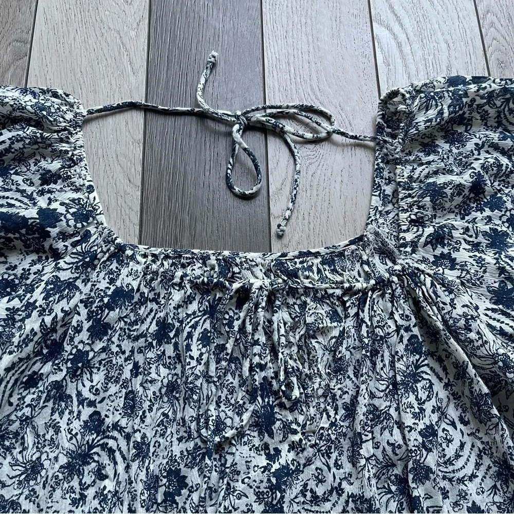 Free People Black and White Floral Blouse